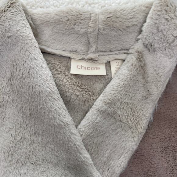 Chico's Faux Suede Brown Beige Patchwork Vest Size 2 - Picture 2 of 11